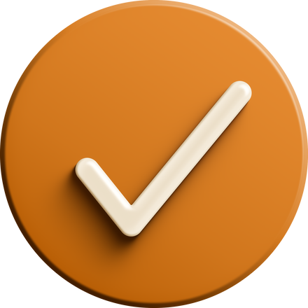 Orange round 3D check icon